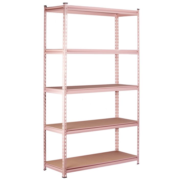 Pink 5-Tier Boltless Tier Height Adjustable Garage Steel Storage Rack Shelving Unit