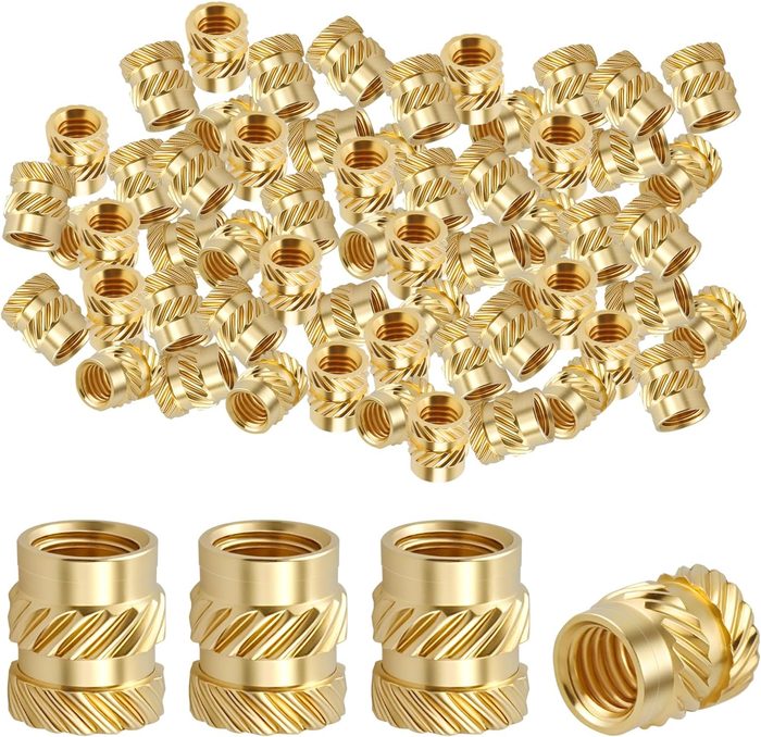 Threaded Inserts for Plastic, M5 Heat Set Insert Brass Metric Knurled Nuts Assortment Kit for 3D Printing