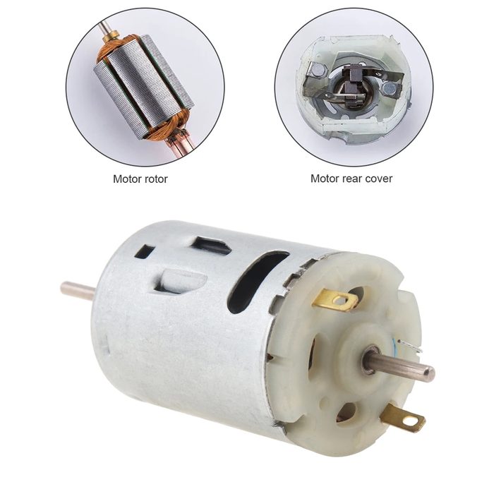 R380 DC Motor, 12V, 5500RPM, Biaxial Output