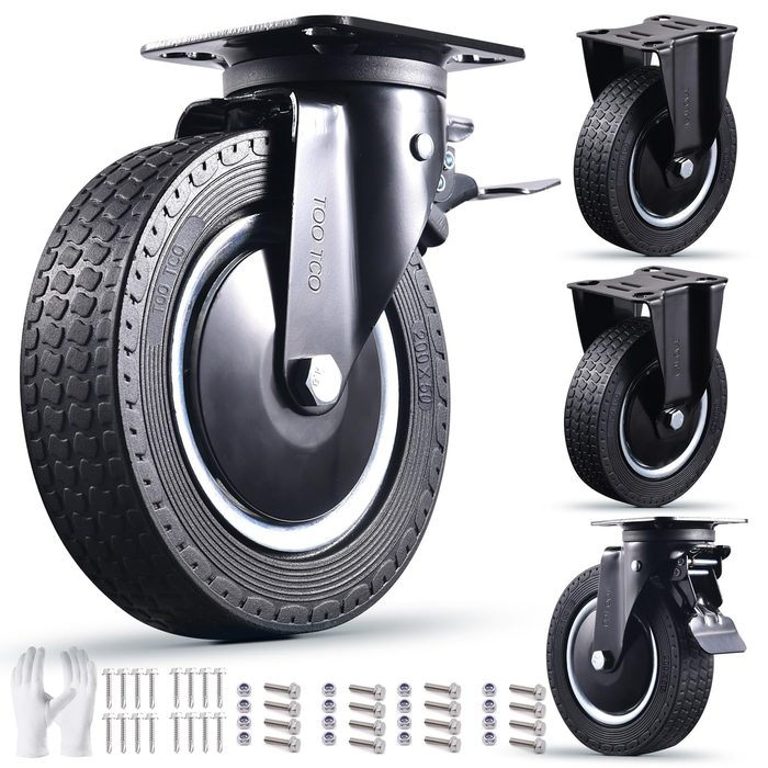 Durable 4-8 Inch Swivel Locking Casters for Heavy Loads