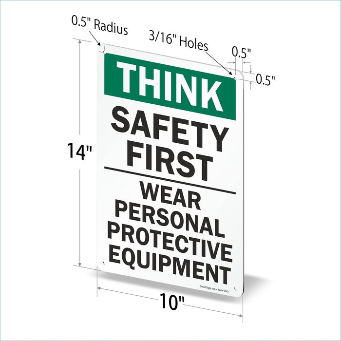 Plastic SAFETY FIRST WEAR PERSONAL Sign, 7"W x 10"H
