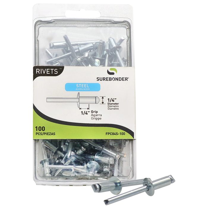 Steel Blind Rivets Silver, 3/16 in. D X 1/4 in.