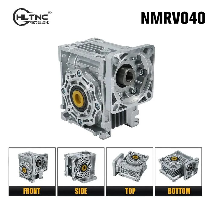 HLTNC NMRV040 Worm Gear Reducer 5:1 to 100:1 Ratio 14mm Input Shaft for Nema 24 34 Stepper Motor