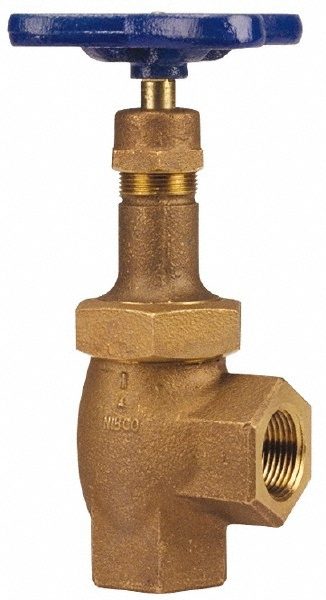 Angle Gate Valve, 1-1/2" Pipe, Threaded, Bronze
