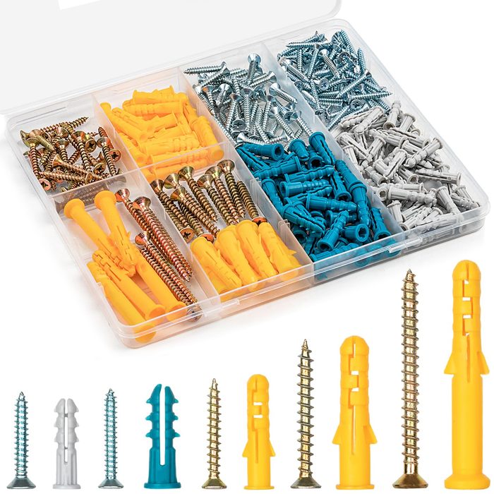 Drywall Anchors and Screws, Plastic Dry Wall Expansion Anchors and Phillips Flat Head Wood Screws