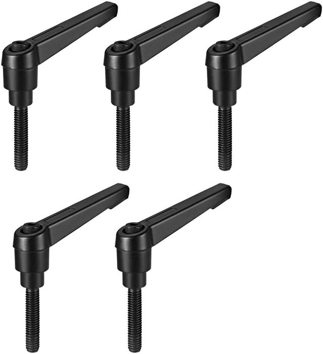 Adjustable Clamping Lever Handle M6 x 20mm Metric Black Oxide Carbon Steel Male Threaded Stud Hand Knobs Ratchet Rotating Screw Handles Bolts with Locking Lever Black