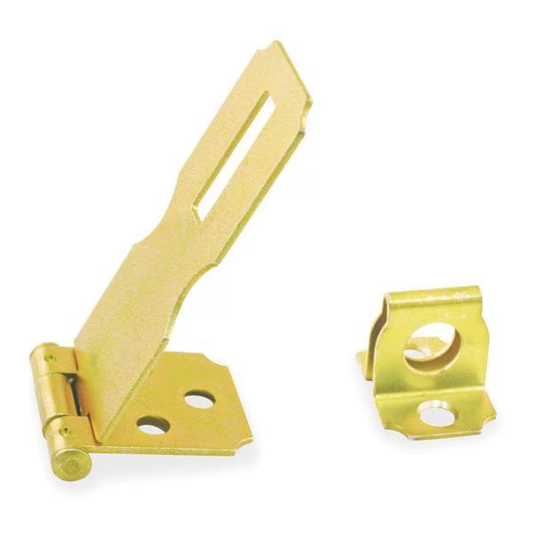 Fixed Staple Hasp, Brass Plated, 2 1/2" L