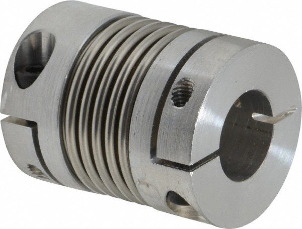 Flexible Coupling: Bellows Clamp, Aluminum Hub with Stainless Steel Bellows, 5/8" Pipe