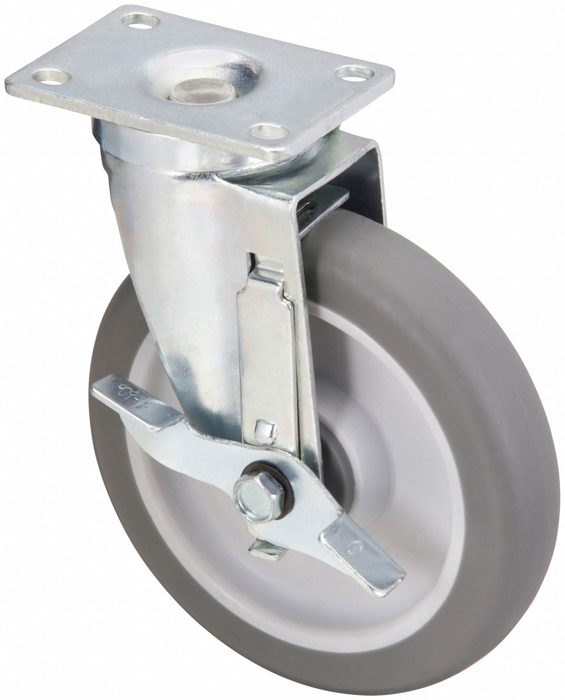 Swivel, Rubber, Plate Caster