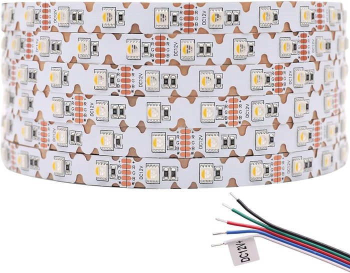 12V 4in1 RGBW LED Strip Lights 360° Bending S Shape RGB+6000K Daylight 16.4ft 240LEDs Dimmable RGBW Color Changing LED Light Strips