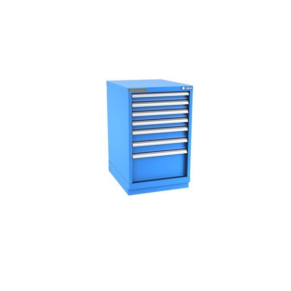 Modular Drawer Cabinet, 7 Drawer, 22 in W x 28-1/2 in D x 36 in H, Blue