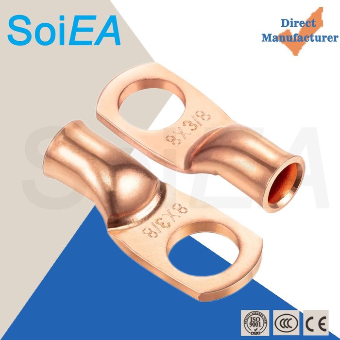 Pure Copper AWG Crimp Tubular Wire Ring Terminal Lugs