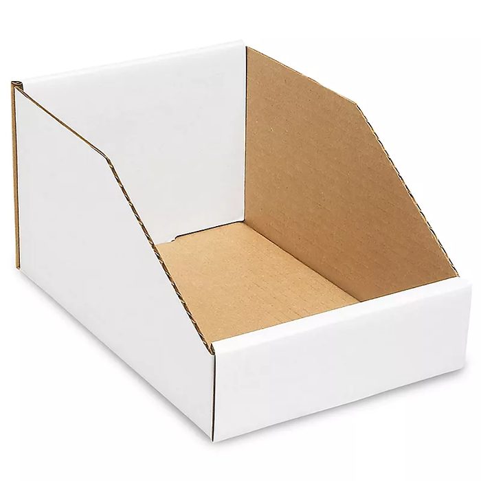 Corrugated Parts Bins, White, 6 x 9 x 4 1/2"