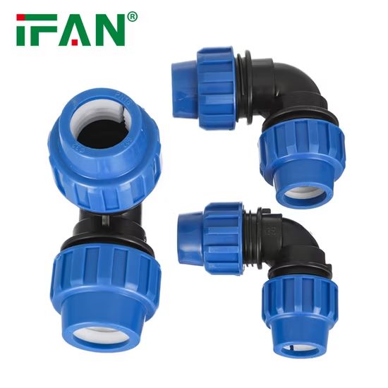 Blue PP Compression Fitting 20-110mm DIN 8074 Female Threaded PE Pipe Fitting