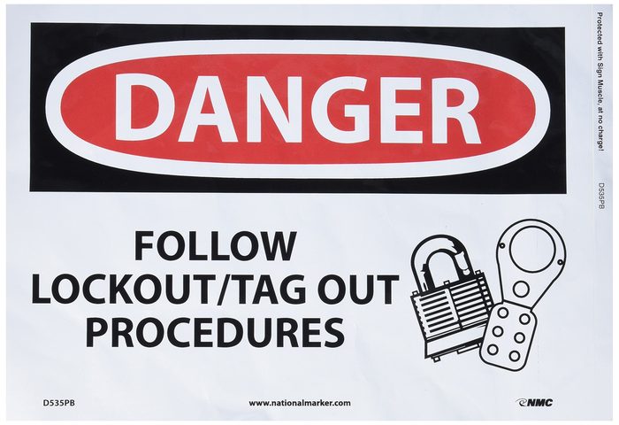 "Follow Lockout / Tagout Procedure" Sign - Aluminum