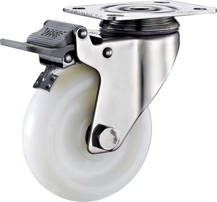 Premium White Swivel Locking Casters with Silent Brakes