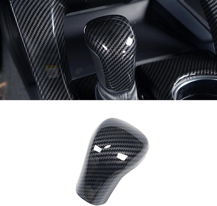 Carbon Fiber Fabric Car Shift Knob Decor Auto Part