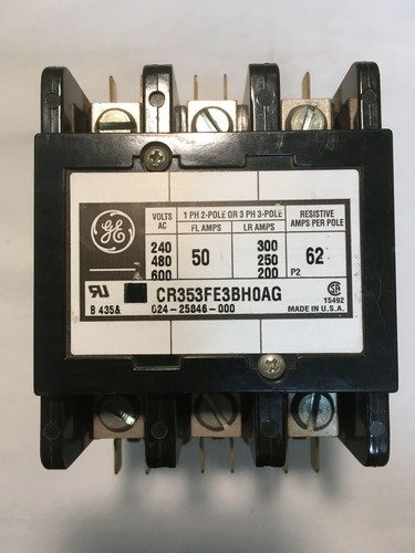 Definite Purpose Contactor 3 Pole 50A 600V 24V Coil
