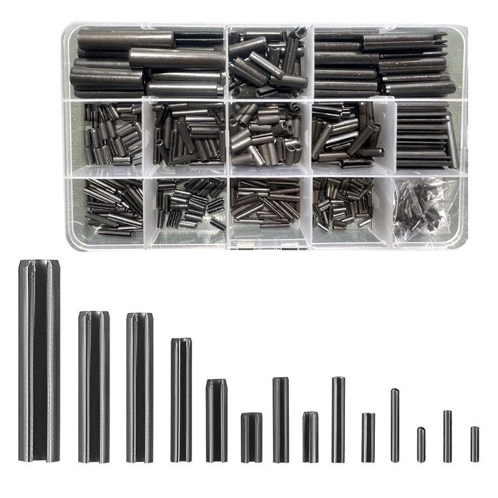 Roll Pin Assortment Kit Metric Slotted Spring Pins M1.5 to M8