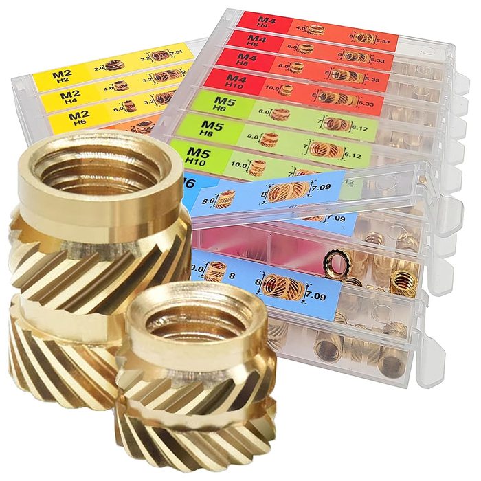 Metric Heat Set Knurled Threaded Insert Assortment Kit for 3D Printing Injection Molding Press Thread Nuts