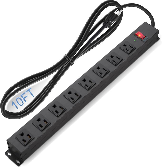 8 Outlet Long Power Strip, 2100J Surge Protector