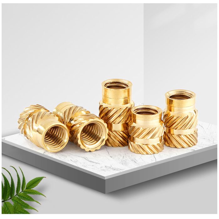 M2.5 x 4mm, 4mm OD - Knurled Brass Threaded Heat Set Inserts