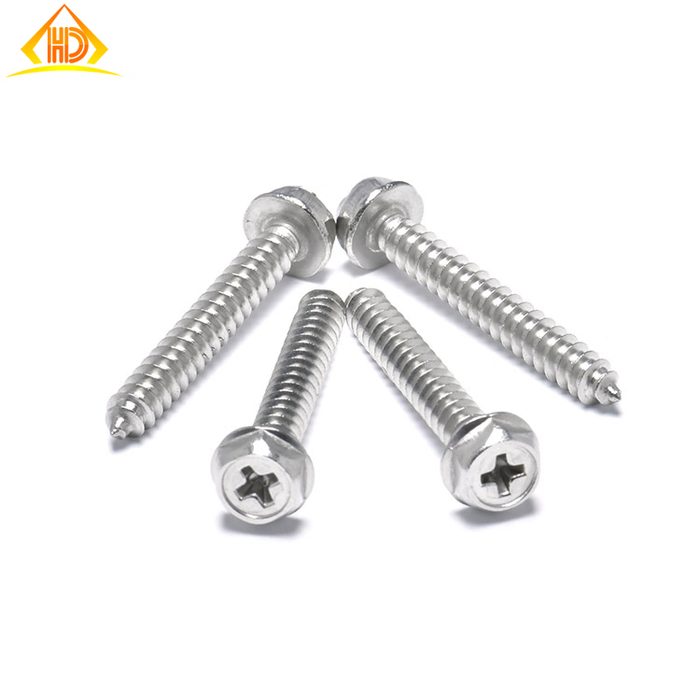 Stainless Steel 304 M3.5 M4.2 Phillips Hex Head Sheet Metal Self-Tapping Screws for Wood