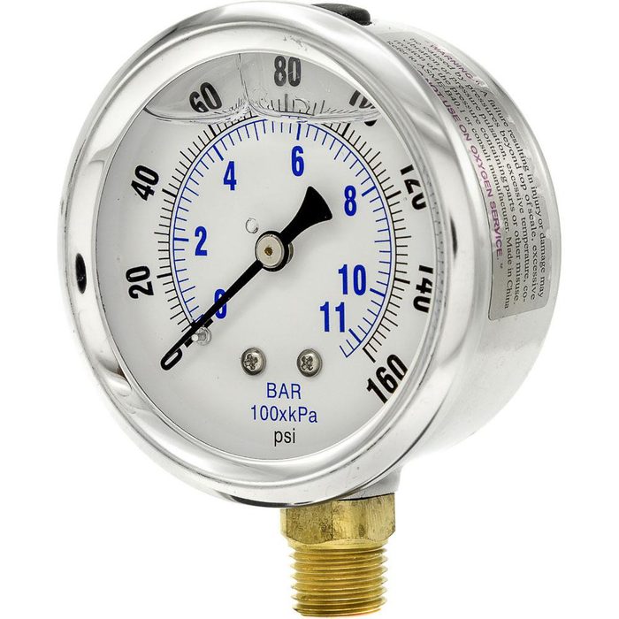0 - 160 psi Steel Case Pressure Gauge