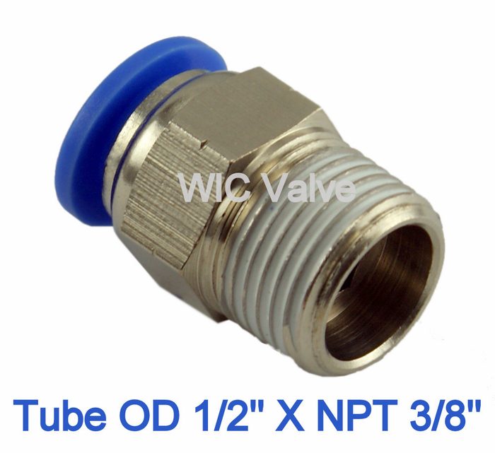 1/2" OD x 3/8" NPT Male Push to Connect Straight Fitting