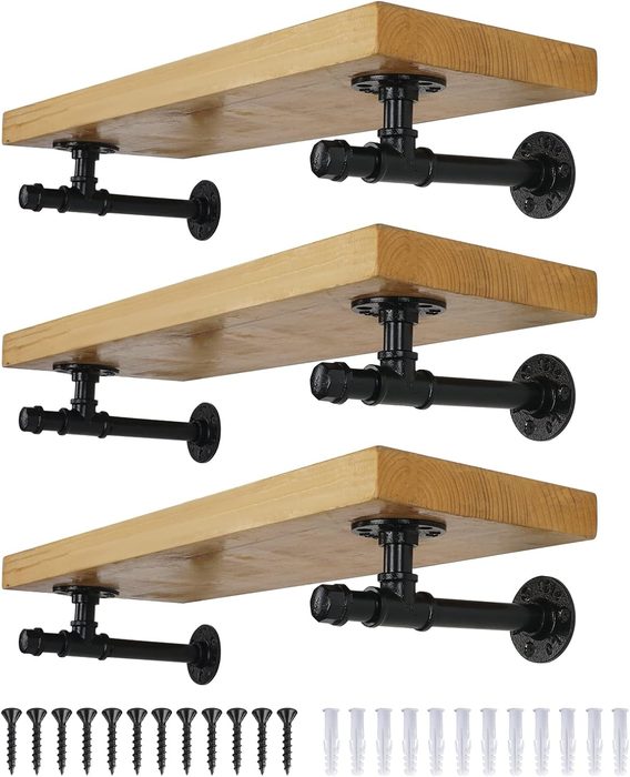 Pipe Shelf Bracket, Rustic Look Shelf Support
