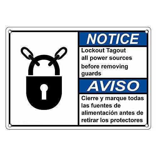 Lockout Tagout All Power Sources Bilingual Sign