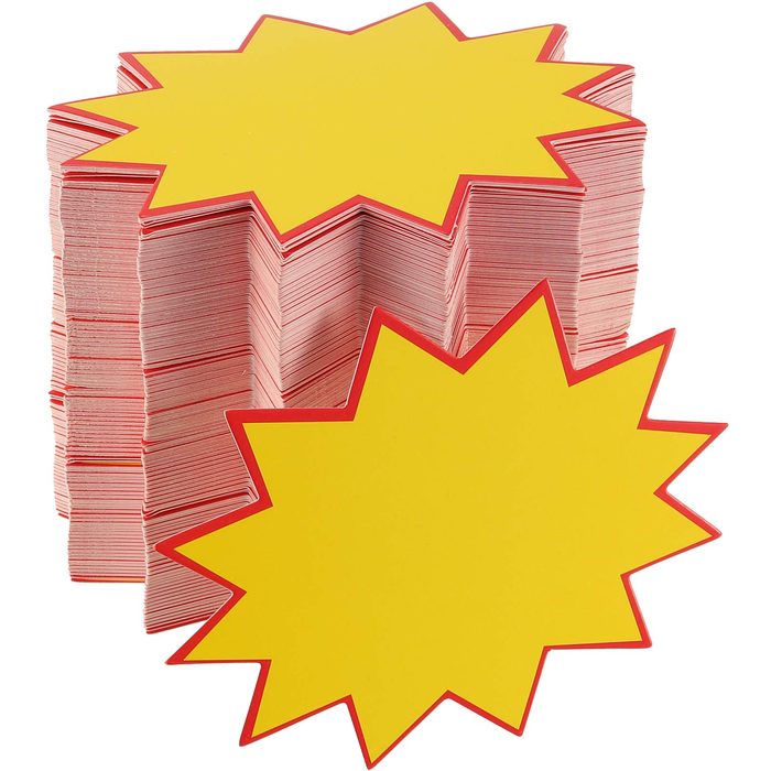 English Label Tags Burst Signs Star, 3x4in