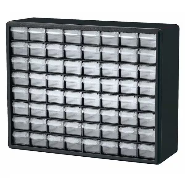 Drawer Bin Cabinet with 64 Drawers, 20 in W x 15 3/4 in H x 6 1/2 in D