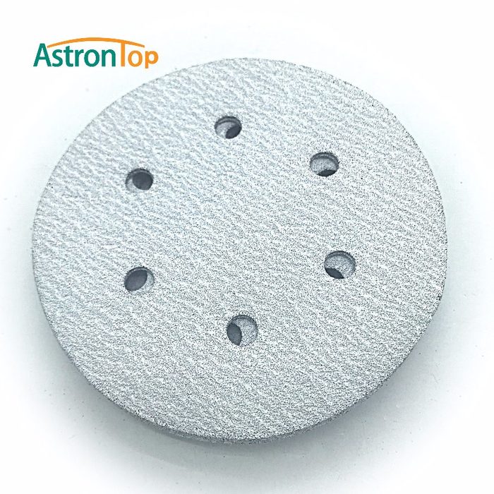 Customized Round Film Abrasive White Sandpaper 6 Hole