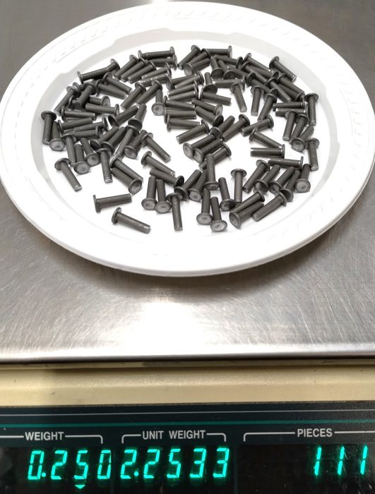 Solid Mild Steel Flat Head Rivet, 1/8 in dia. x 1/2 in long