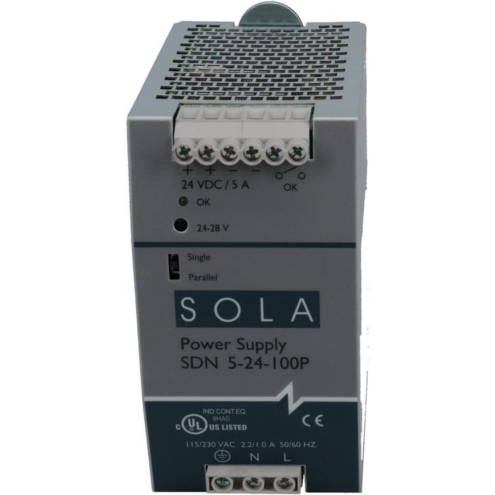 120 Watt, 5 Amp, 230 VAC Input, 24 VDC Output, DIN Rail Power Supply
