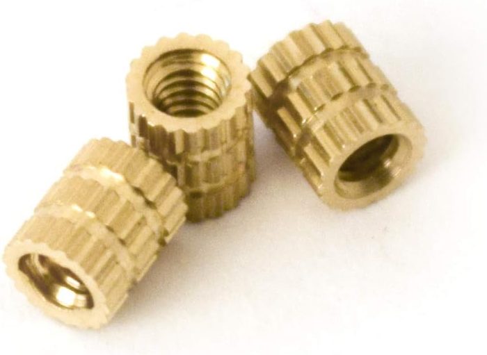 M2 Brass Insert, 4 mm (Length), Female Thread, Press Fit/Injection Mold Type