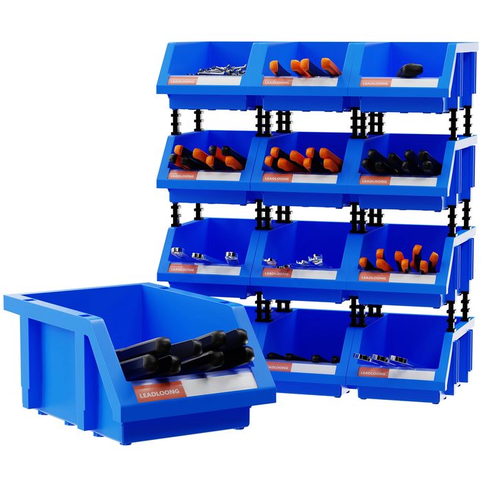 Strengthen Thicken Stackable Parts Bins Plastic Bin with Stacking Pins