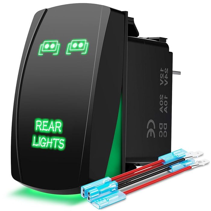Green LED Rocker Switch 12v 20A