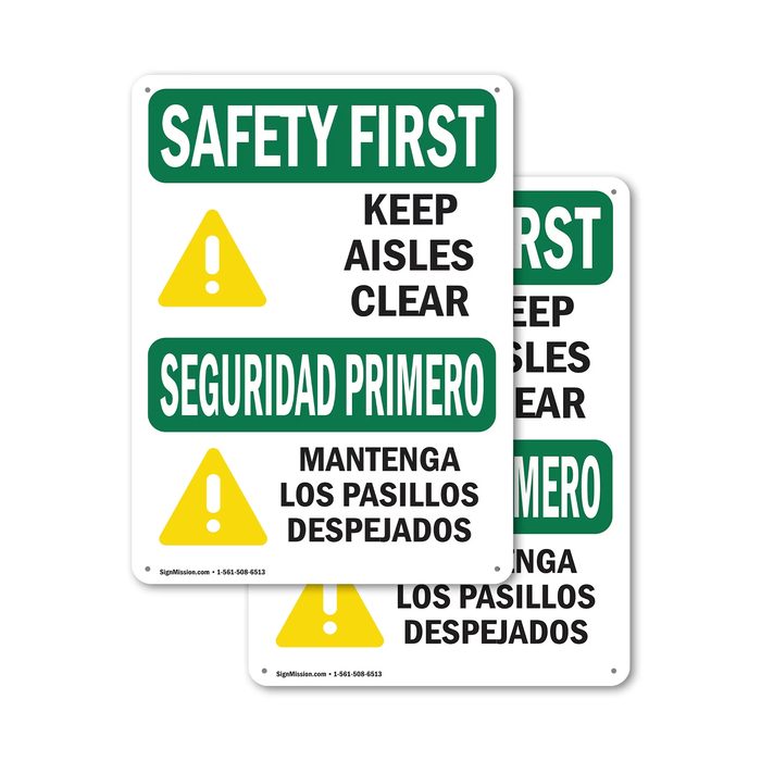 Safety Sign, Bilingual, OSHA Regulation, Adhesive