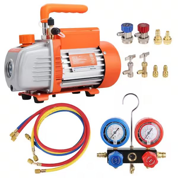 1/5 HP 3.5 CFM AC Vacuum Pump, Single Stage Rotary Vane