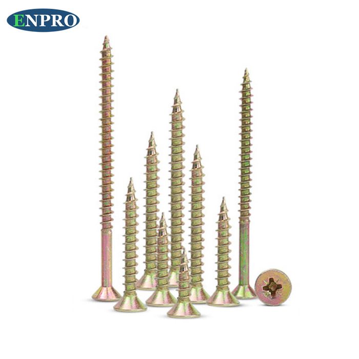 Yellow Zinc Long Construction Screw Countersunk Phillips Wood Screws