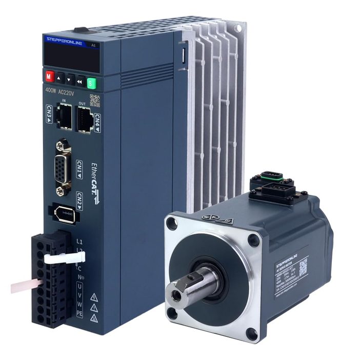 AC Servo Motor kit EtherCAT A6 Series 400W Servo Motor 3000rpm 1.27Nm 17 Bit Absolute Encoder IP67 + 400W EtherCAT AC Servo Motor Driver