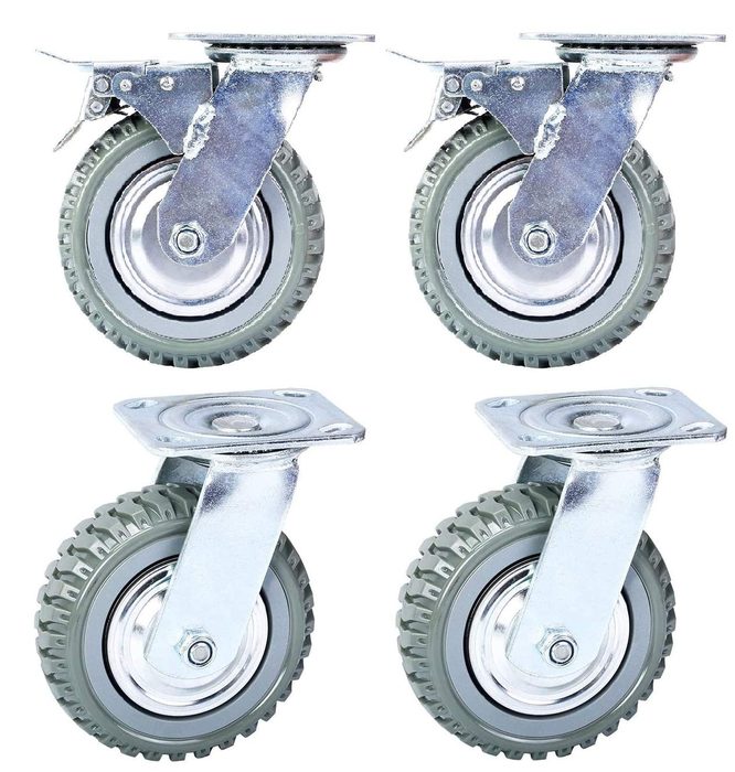 6 inch All Swivel Caster Wheels, Heavy Duty Anti-Skid Rubber Swivel Casters with 360 Degree Top Plate
