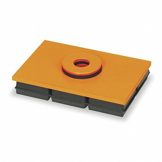 Vibration Isolation Pad, 4x4x1 In, with Hole