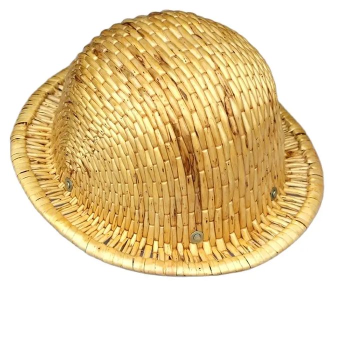 Full Brim Hard Hat with Bamboo Rattan Weave Design