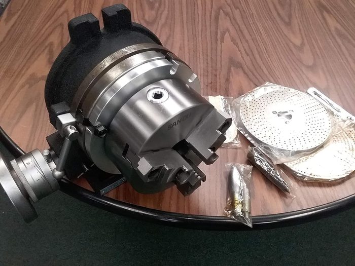 8" Precision Horizontal & Vertical Rotary Table w. 3jaw Chuck & Index Plates