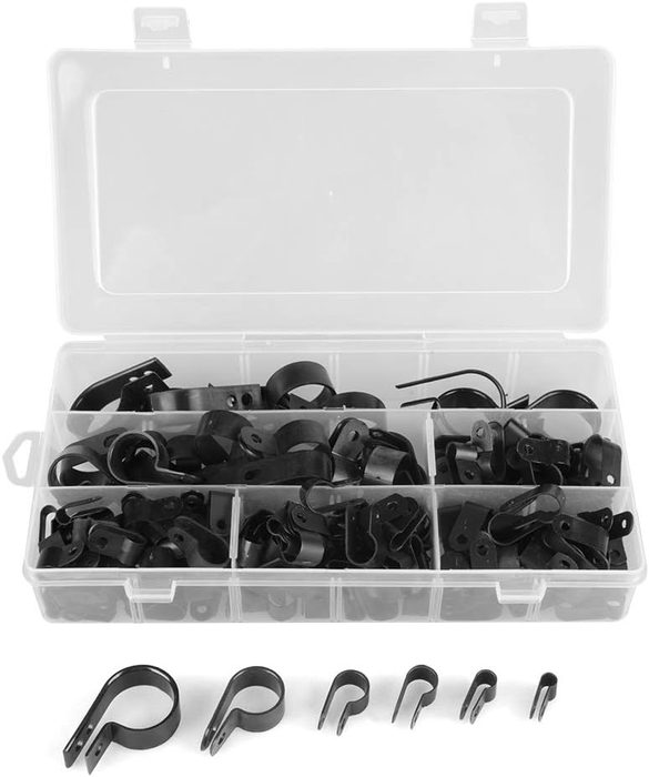 Black Nylon Plastic P Clips Clamp Assortment Kit