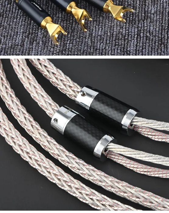 Audio Cable, Gold and Silver Wire, Pure Copper Professional Speaker Cable