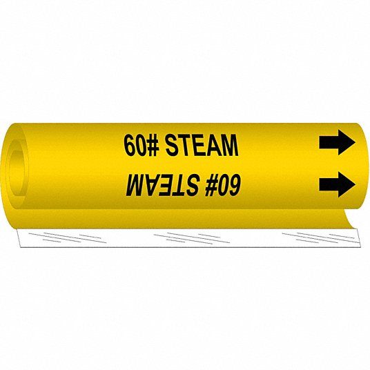 Pipe Marker: 60# Steam, Yellow